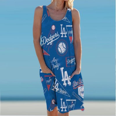 Los Angeles Dodgers Round Neck Sleeveless Knit Dress