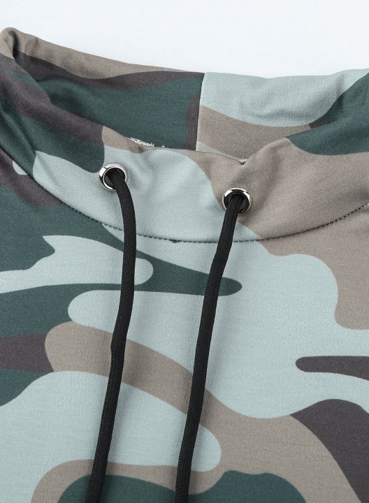 Camouflage High Neck Daily Sweatshirt