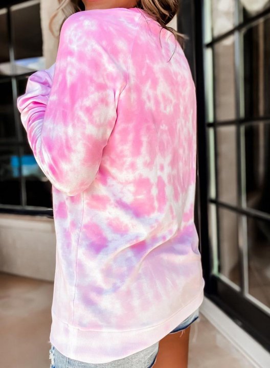 Tie Dye Long Sleeve Crew Neck Loose Sweatshirt