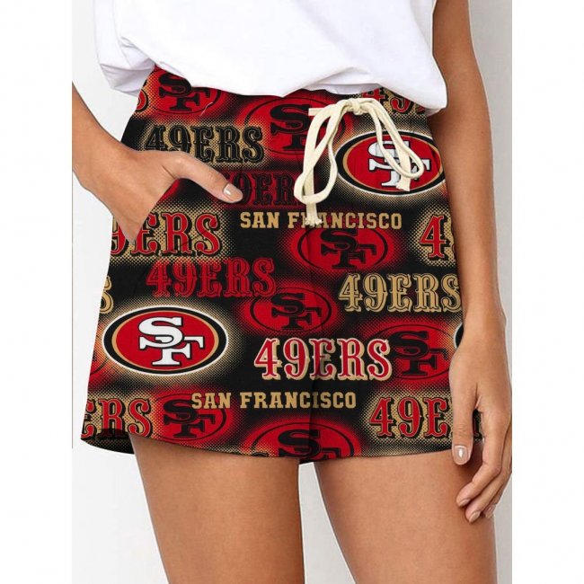 San Francisco 49ers Printed Drawstring Elastic Waist Casual Shorts