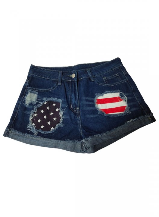 Women's Shorts Striped American Flag Star Button Pocket Mid Waist Straight Casual Shorts