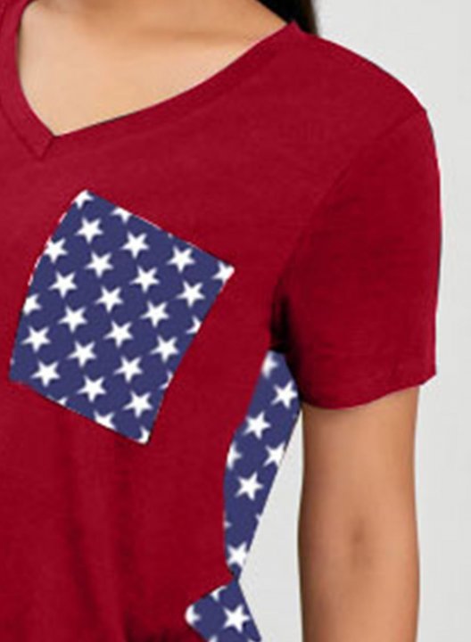 Women's T-shirts American Flag Star T-shirt