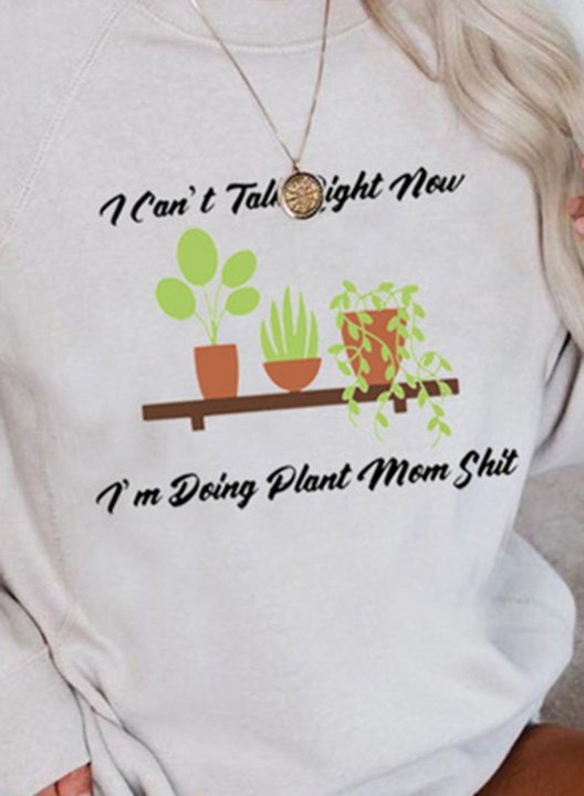 Women's Sweatshirts Fruits Plants Letter Print Long Sleeve Round Neck Sweatshirt