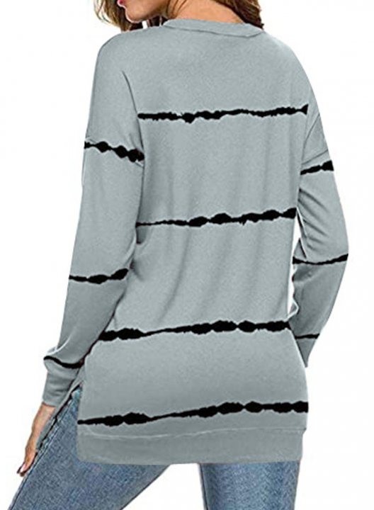 Striped Abstract Long Sleeve Casual Sweatshirt