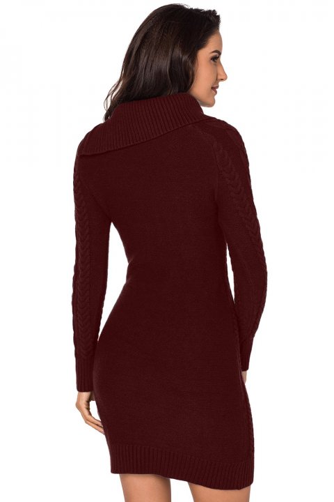 Women's Sweater Dresses Asymmetric Buttoned Collar Bodycon Mini Sweater Dresses