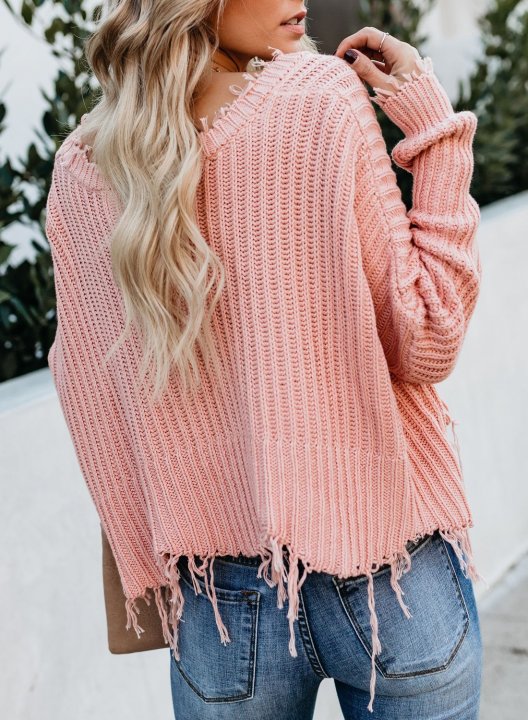 Women's Sweaters Tainted Love Cotton Distressed Sweaters