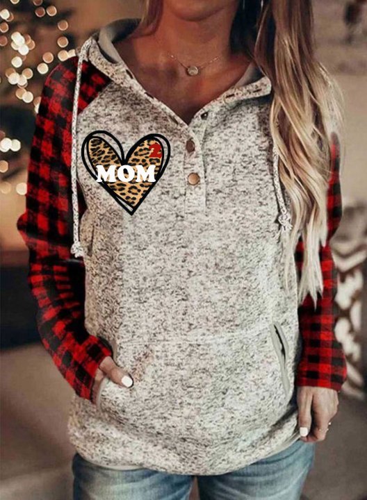 Women's Hoodies Leopard Letter Long Sleeve Hooded Casual Pocket Hoodie