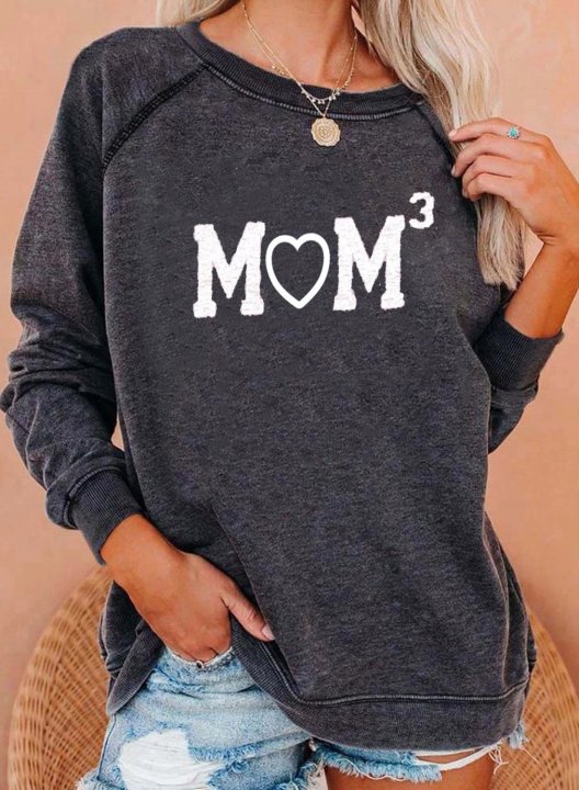 Women's Sweatshirts Letter Print Long Sleeve Round Neck Casual Sweatshirt