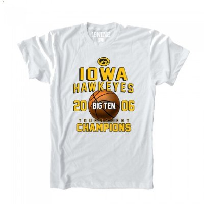 White Big Ten Champs 2006 NCAA Vintage Iowa Hawkeyes Men Shirt