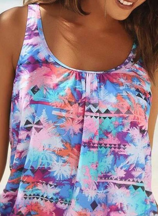 Women's Tankinis Striped Color Block U Neck Padded Tankini