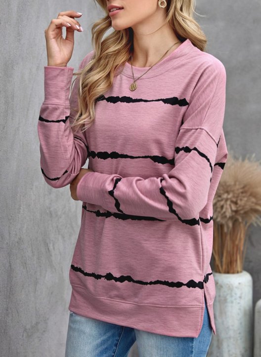 Striped Abstract Long Sleeve Casual Sweatshirt