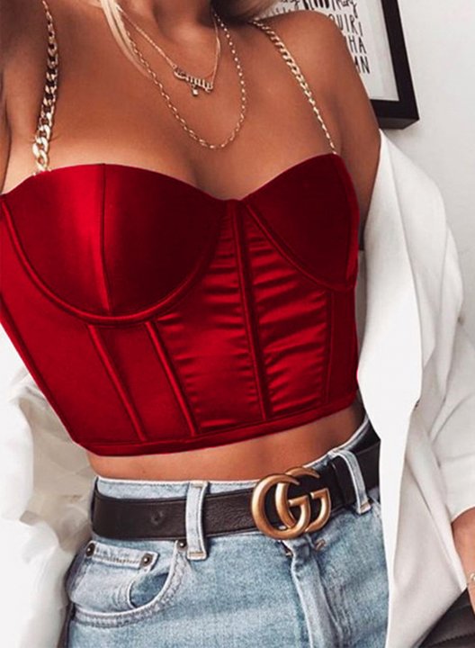 Women's Push up Bustier Club Party Crop Top Solid Corset Bra