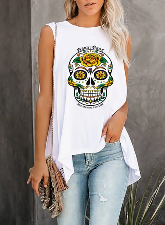 Women's Tank Tops Letter Skull Sleeveless Round Neck Daily Tank Top