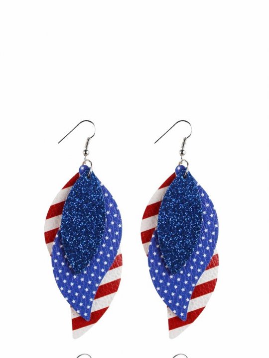 PU Leather Leaf-Shaped Flag Earrings