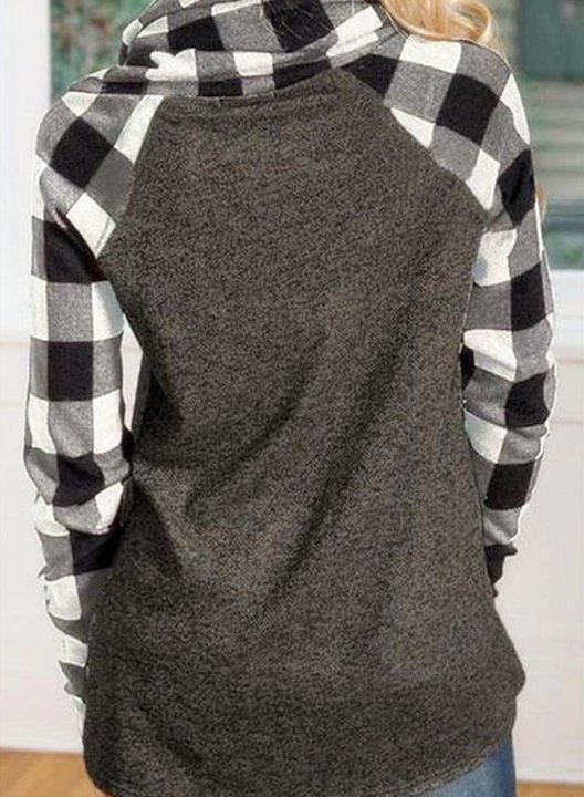 Color Block Plaid Sleeves Sweatshirt