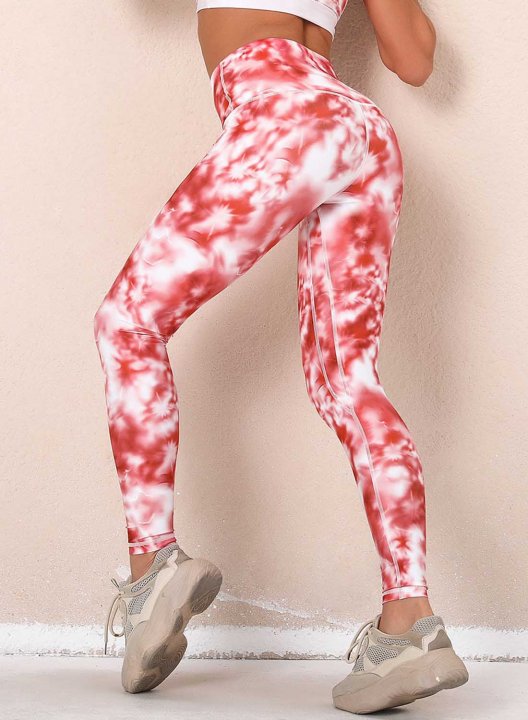 Women's Leggings Slim Color Block Tiedye Mid Waist Casual Full Length Track Pants