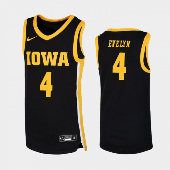 Iowa Hawkeyes Bakari Evelyn Black Replica College Basketball Jersey