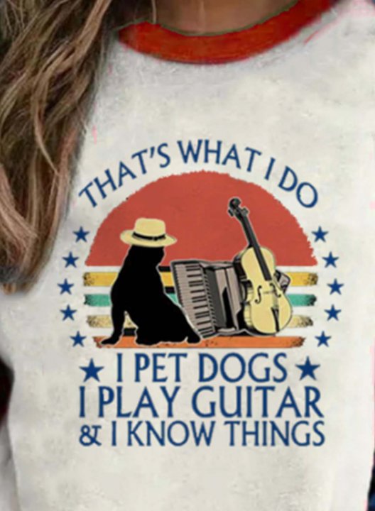 Women's Sweatshirts Plaid Letter That's what I do I pet Dogs I Play Drums& I know Things Casual Daily Sweatshirts