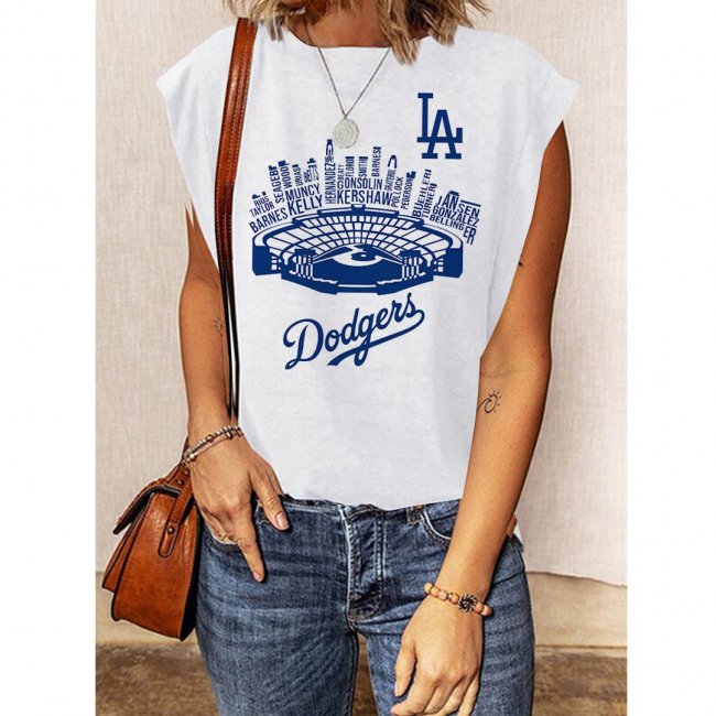 Women's Los Angeles Dodgers Printed Short Sleeve Casual T-shirt