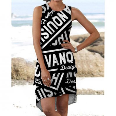 Leisure Beach Women's cotton pullover sleeveless layered round neck dress