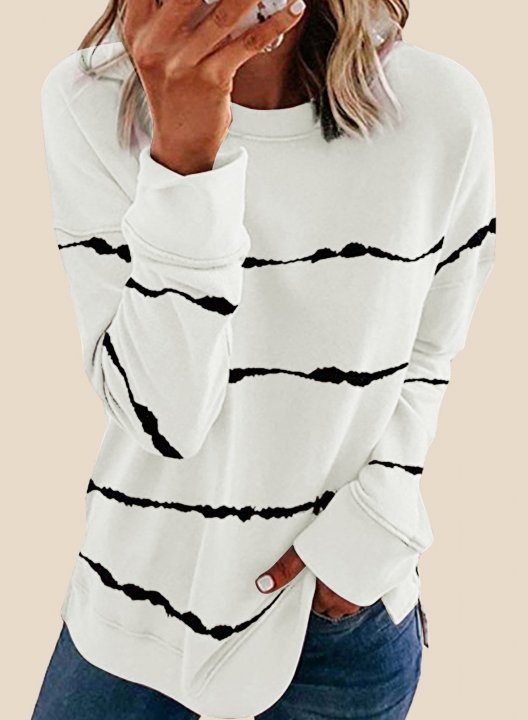 Striped Abstract Long Sleeve Casual Sweatshirt