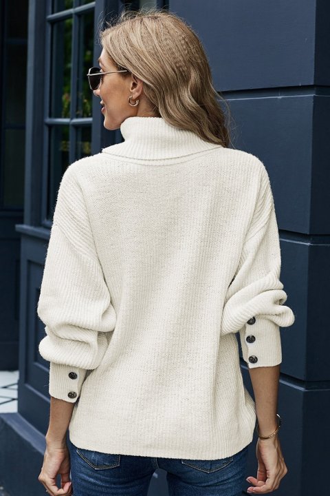 Women's Sweaters Lantern Sleeve Turtleneck Pullover Sweaters