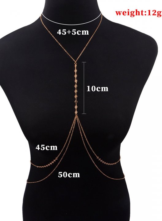 Women's Chains Bikini Low-waist Beaded Carved Round Tiered Body Chain