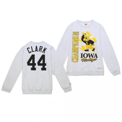 Dallas Clark Iowa Hawkeyes Sweatshirt #44 Retro Brush Crew White 2003 Champs