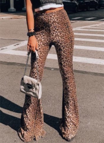 Women's Palazzo Pants Flare Leopard High Waist Daily Full Length Casual Palazzo Pants