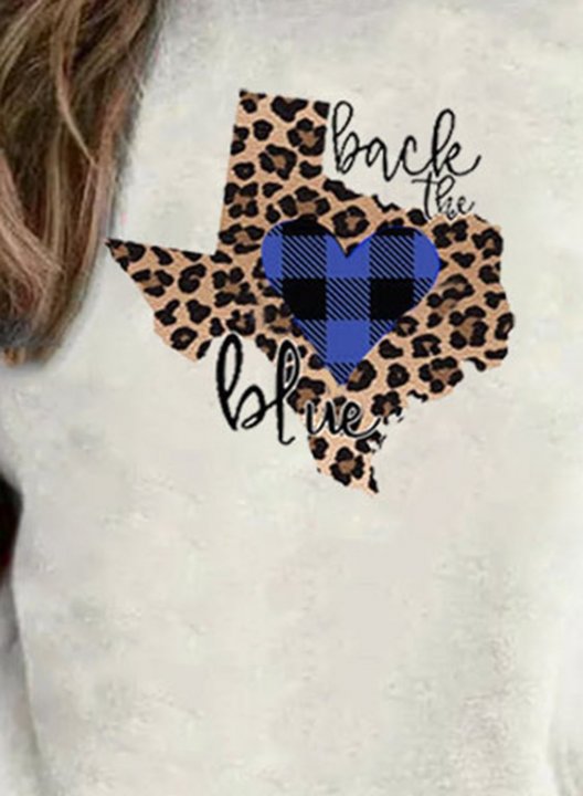 Women's Pullovers Plaid Leopard Color Block Letter Round Neck Long Sleeve Casual Daily Pullovers