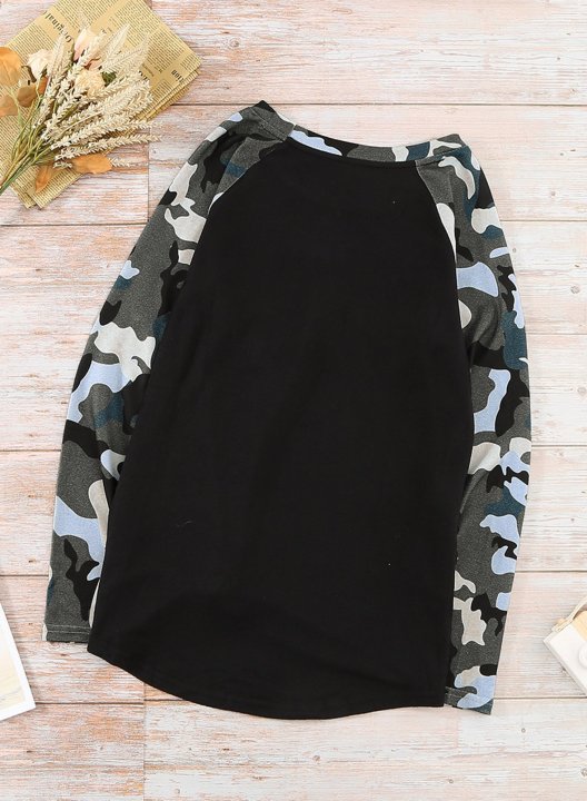 Twisted Camouflage Color Block Sweatshirt