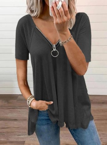 Women's Tunic Tops Solid Criss Cross Short Sleeve V Neck Casual Daily Tunic Tops