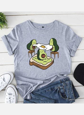 Women's Funny Graphic T-shirts Casual Fruits & Plants Solid Round Neck Short Sleeve Daily T-shirts