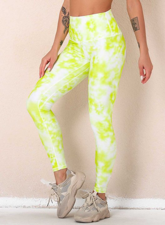 Women's Leggings Slim Color Block Tiedye Mid Waist Casual Full Length Track Pants