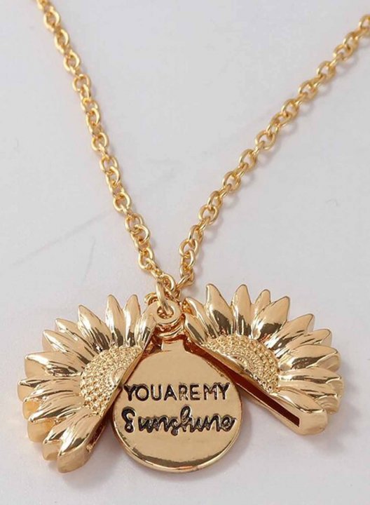 Keep Fucking Going Sunflower Locket Pendant Necklace