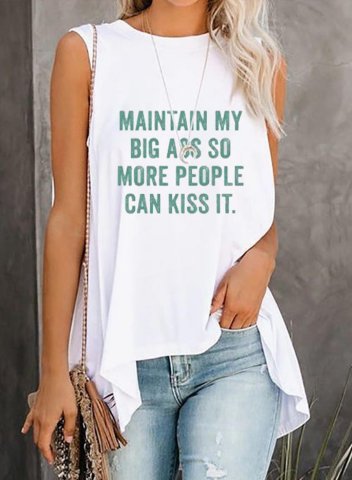 Women's Tank Tops Letter-prints Sleeveless Round Neck Casual Daily Tank Top
