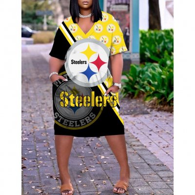 Pittsburgh Steelers print pocket dress