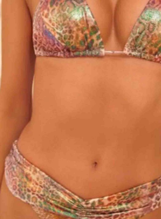 Women's Bikinis Color Block Leopard Sleeveless Unadjustable Halter Knot Padded Vacation Bikini