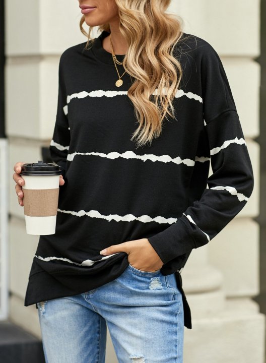 Striped Abstract Long Sleeve Casual Sweatshirt