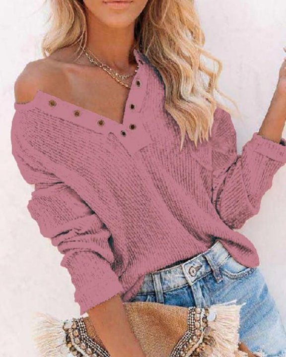 Eyelet Long Sleeve Casual Top