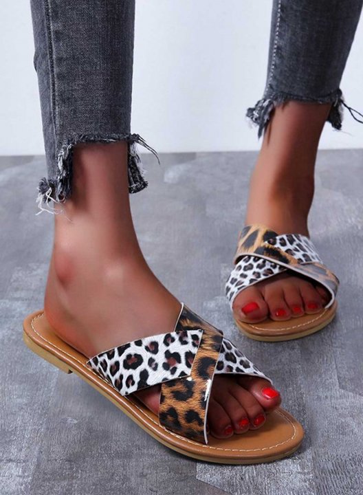 Women's Slippers Leopard PU Leather Casual Daily Summer Slippers