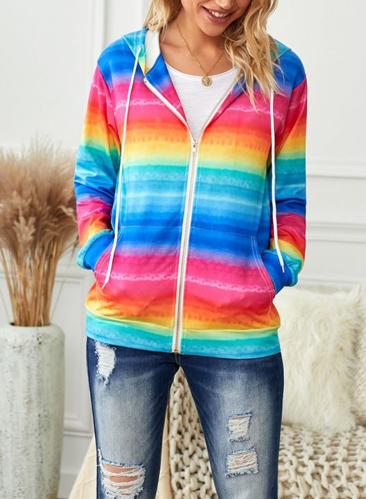 Color Block Long Sleeve Zip Hoodie