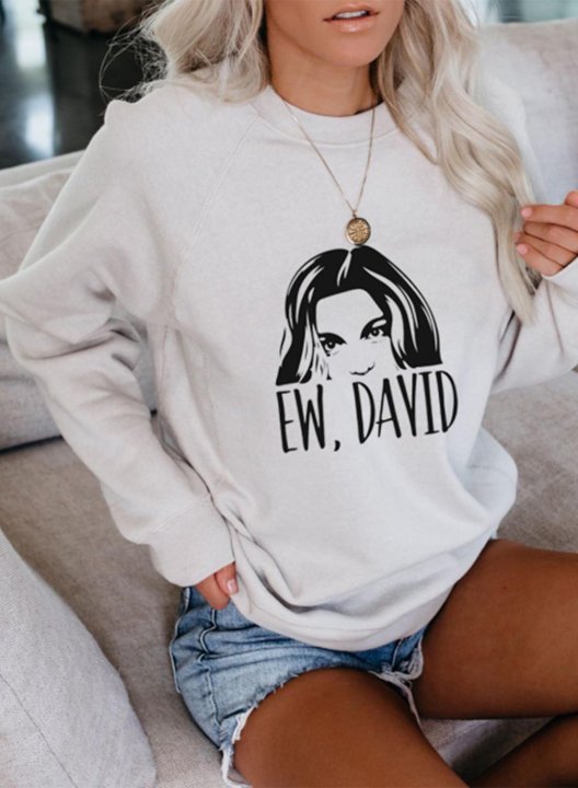 Women's Ew David Portrait Sweatshirt Color Block Round Neck Long Sleeve Casual Pullovers