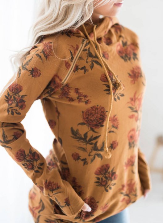 Floral Hooded Casual Hoodie