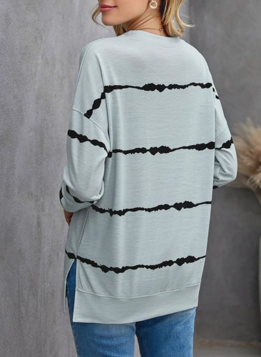 Striped Abstract Long Sleeve Casual Sweatshirt