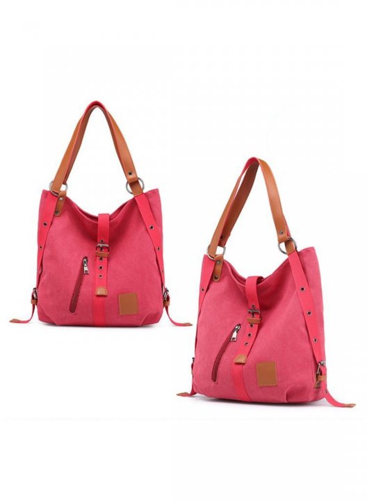 Women's Handbags Color Block Canvas Simple Shoulder Messenger Handbag