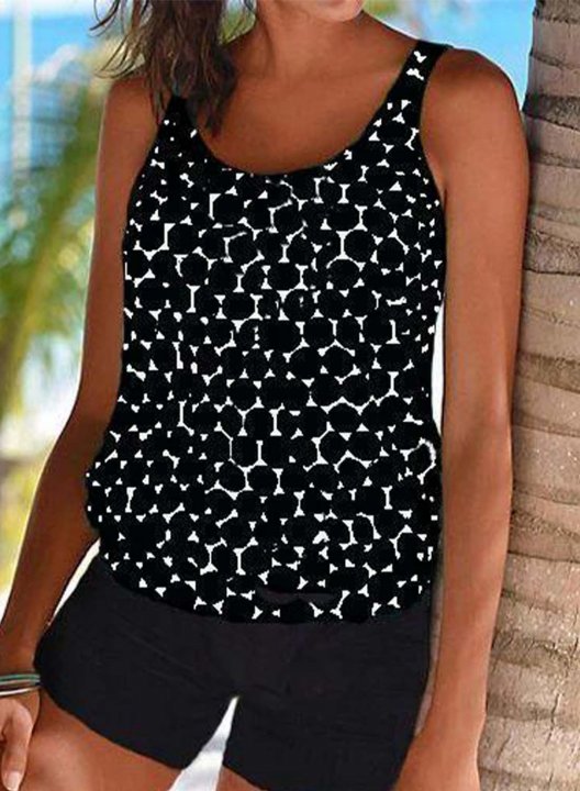 Women's Tank Tops Solid Polka Dot Vacation Sequin Unadjustable Wire-free Round Neck Padded Tops