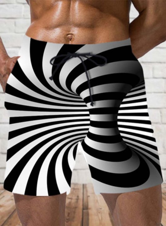 Men's Panties Mid Waist Color Block Visual Drawstring Panties