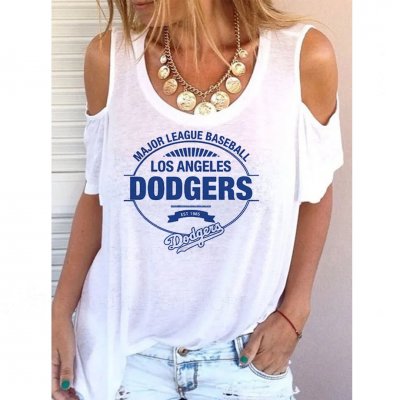 Women's Los Angeles Dodgers Printed Short Sleeve Casual Top