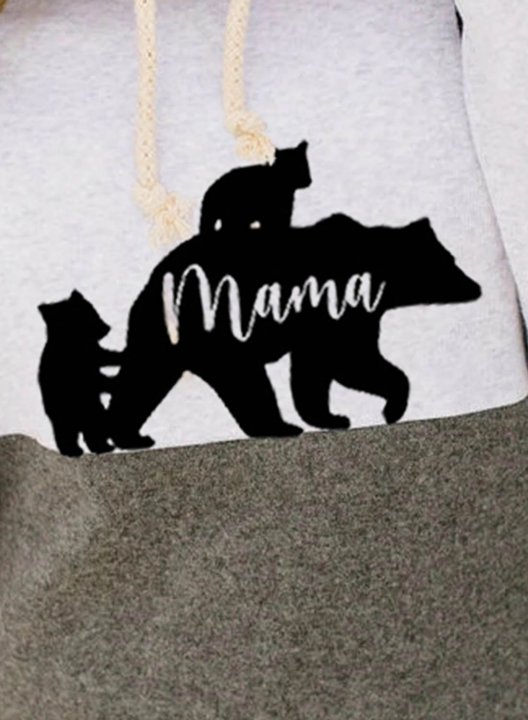 Women's Sweatshirts Mama Bear High Neck Drawstring Sweatshirt